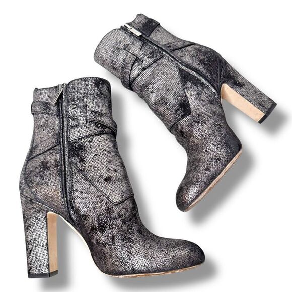 ❌SOLD❌ Jimmy Choo Mitchel 100 Ankle Boot Metallic Washed Dotted Suede Women’s 38 - Picture 4 of 11